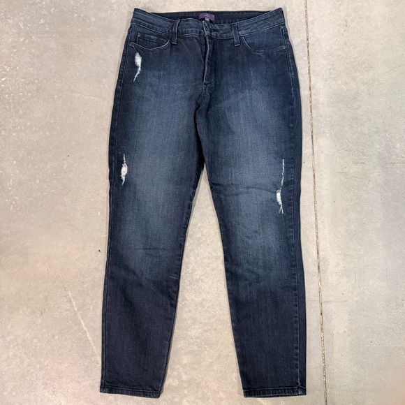 NYDJ Denim - NYDJ Women's Alina Ankle Skinny Jeans 12 Dark Wash Distressed Denim Shapewear